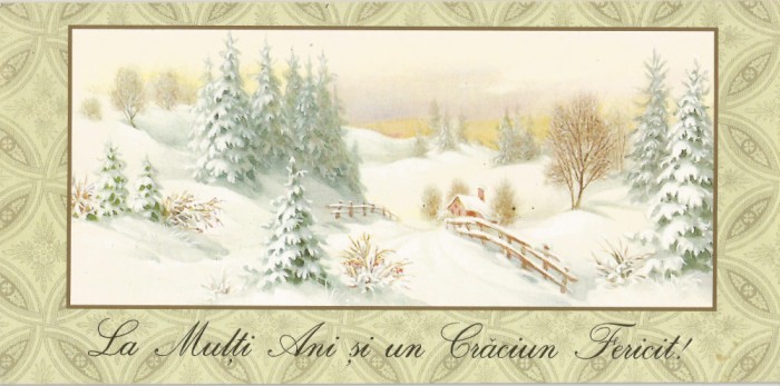 Rom&acirc;nia, carte poştală dublă 2, felicitare de Crăciun şi Anul Nou