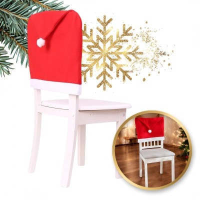 Husa de scaun pentru Craciun, decoratiune in forma de caciula de mos, 65x50 cm, JollyMag, KSN69 foto
