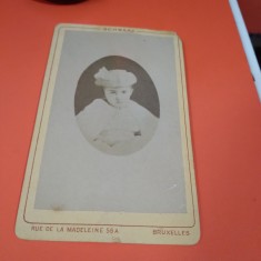 FOTO PORTRET COPIL ANII 1900 VECHI PE CARTON GROS 10 7 CM DE COLECTIE RARA!