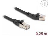 Cablu de retea RJ45 6A S/FTP drept/unghi 45 grade stanga 0.25m Negru, Delock 80582