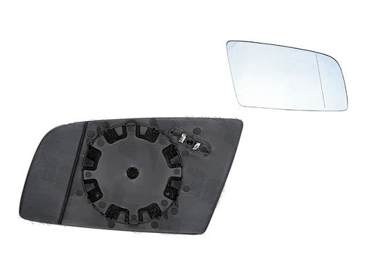 Geam oglinda exterioara cu suport fixare Bmw Seria 5 (E60/E61), 06.2003-06.2010; Seria 6 (E63/E64), 01.2004-07.2010, Dreapta, incalzita; geam asferic