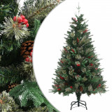 Brad de Crăciun cu conuri de pin, verde, 150 cm, PVC&amp;PE