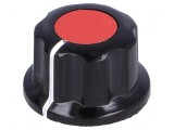 Buton rotativ cu flanșă bachelită roșu &Oslash;6,35mm &Oslash;16,5x11mm