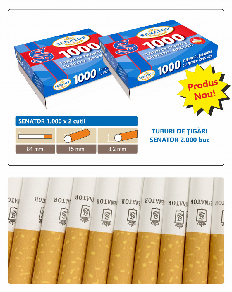 SENATOR 2 X 1.000 - 2000 Tuburi de tigari cu filtru pentru injectat tutun |  Okazii.ro