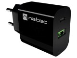 &Icirc;ncărcător USB 20W, 5&divide;12VDC, 3A, USB-A/USB-C, negru