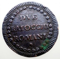 C.290 ITALIA ITALIAN STATES PAPAL PAPA PIUS VI VATICAN 2 BAIOCCHI ND 1794 37,5mm