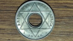 Africa de Vest Britanica - moneda bijuterie coloniala - 1/10 penny 1946 cu-ni - UNC - necirculata !