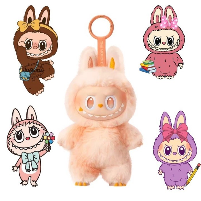Jucarie de plus Labubu The Monsters &ndash; include un plus surpriza si 4 stickere Labubu waterproof pentru telefon, LA2