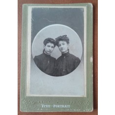 Fotografie tip CDV, mama si fiica, 1915