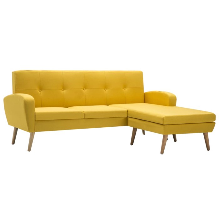 Canapea in forma de L, galben, 186x136x79 cm, tapiterie textila