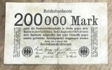 BNKSTR02DE Bancnotă Germania 200.000 Mărci 9 August 1923, Stare F-VF (Foarte Bună, Epoca Hiperinflației, Margini Complete, Curată)