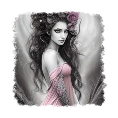 Sticker decorativ, Printesa, Roz, 55 cm, 9625ST foto