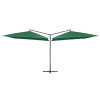 VidaXL Umbrelă de soare dublă, st&acirc;lp din oțel, verde, 250 x 250 cm