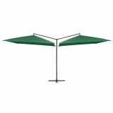 Umbrela de soare dubla, stalp din otel, verde, 250 x 250 cm GartenMobel Dekor, vidaXL