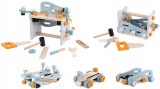 Masa de Scule din Lemn pentru Copii Homelux, Atelier 52 Piese, Joc Educativ Dexteritate, Varsta 3 Ani+