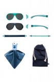 Ochelari de soare pentru copii mokki click &amp; change, protectie uv, bleu, 2-5 ani, set 2 perechi