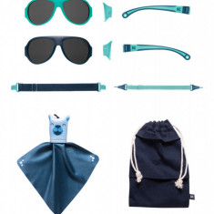 Ochelari de soare pentru copii MOKKI Click & Change, protectie UV, bleu, 2-5 ani, set 2 perechi