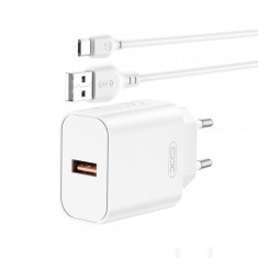 Incarcator Retea Cu Cablu USB-C XO Design CE33, 18W, 3A, 1 x USB-A, Alb