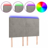 Cumpara ieftin Tablie de pat cu LED, gri deschis, 144x5x118/128 cm, catifea