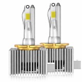 Cumpara ieftin Set 2 Becuri Xenon LED 120W, 12000LM, 6500K Alb Rece, DC 9-32V, CANBUS, Fara Eroare Bord, Sistem Racire Activ, Conversie HID Premium, BZRSH