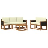 vidaXL Set de canapele de exterior cu pernă 6 pcs Natural și Crem 3384981