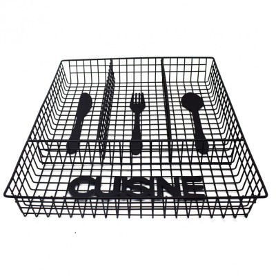 Suport organizare tacamuri Cuisine, 32 x 26 x 4cm, metal, negru foto