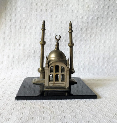 Obiect decorativ moschee, moschee din sticla si metal - decor - design foto