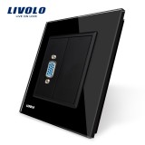 Cumpara ieftin Priza cu mufa VGA mama Livolo cu rama din sticla SmartElectro IntelligentHouse