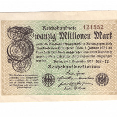 Bancnota Germania 20000000 mark/marci 1 septembrie 1923, circulati, stare buna