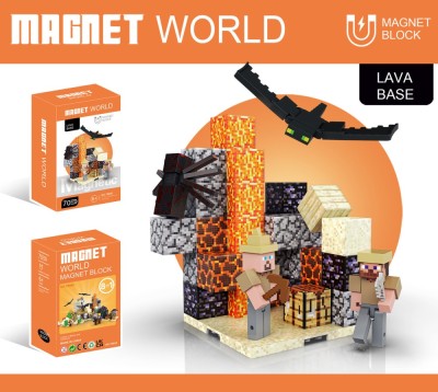 Set Cuburi Magnetice tip Minecraft- Baza de Lava foto