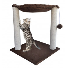 Brown Scratching post, copac pentru pisici | Hamac &icirc;n picioare pe st&acirc;lpi de sisal