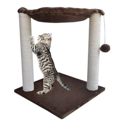 Brown Scratching post, copac pentru pisici | Hamac &amp;icirc;n picioare pe st&amp;acirc;lpi de sisal foto