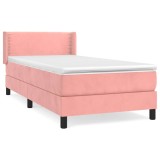 Cumpara ieftin Pat box spring cu saltea, roz, 100x200 cm, catifea