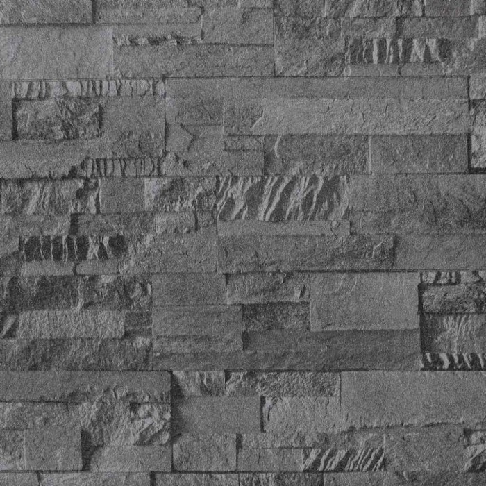 Tapet 3D, aspect piatra negru, 10x0,53 m, netesut