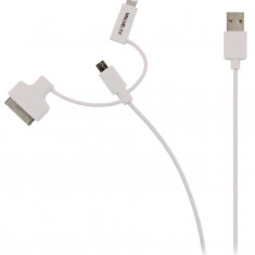 Cablu USB 2.0 A tata - micro USB tata cu adaptor lightning si Apple Dock 30 pini, 1m, alb, Valueline