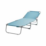 Cumpara ieftin Sezlong plaja Curacao albastru deschis, 186x56 cm, reglabil, pliabil, otel/poliester, OPP