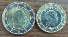 Lot 2 monede Monaco - 1 și 2 Euro 2023 foto