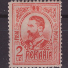 ROMANIA 1908-lp 66h-CAROL I-Gravate-Valoarea de 2 lei nestampilata MNH