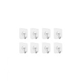 Cumpara ieftin Set 8 carlige adezive transparente, rezistente, multifunctionale, plastic, metal