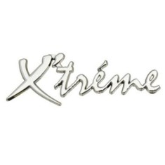 Emblema auto metalica, autoadeziva, model &ldquo;X&rsquo;TREME&rdquo;, finisaj Crom, dimensiune, 15 x 3 cm