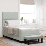 VidaXL Pat cu arcuri cu saltea Gri deschis 90 x 190 cm Catifea