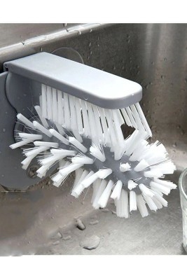 Perie dubla spalat pahare si recipiente Fresh Glass, cu ventuza, usor de utilizat, 18x12x12 cm, gri, Doty foto