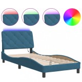 Cumpara ieftin Cadru de pat cu LED fara saltea, albastru, 80x200 cm, catifea
