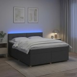 Cumpara ieftin Pat boxspring cu saltea Gri inchis 160 x 200 cm Tesatura