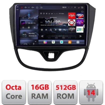 Navigatie Opel Karl 2017- Edotec Kit-karl 8 core QLED 2K 16+512 360 Android Waze USB Navigatie Internet Youtube Radio CarStore Technology