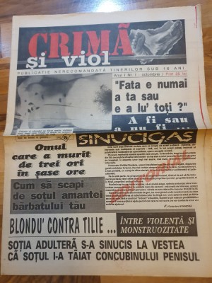 ziarul crima si viol anii &amp;#039;90 - anul 1,nr,1-prima aparitie foto