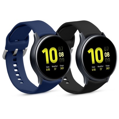 Set 2 Curele pentru Samsung Galaxy Active 2 40mm / 44mm, kwmobile, Silicon, Albastru / Negru, 56652.01 foto