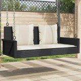 VidaXL Balansoar cu perne, negru, 119x56x48 cm, poliratan 365629