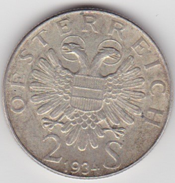 AUSTRIA 2 SCHILLING 1934 ENGELBERT DOLLFUSS