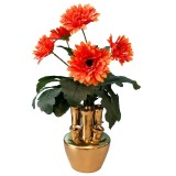 Vază decorativă din ceramică aurie, 7 tuburi, 18 cm